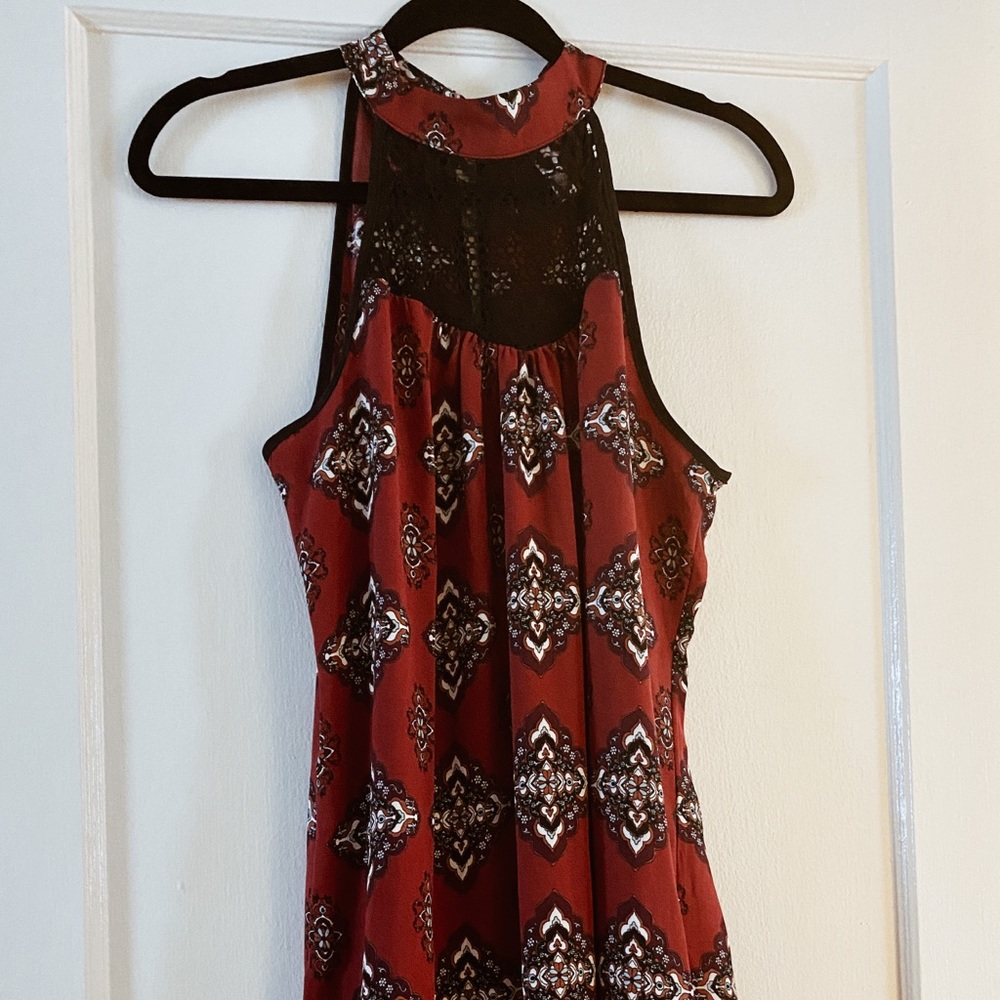 Burgundy patterned dress